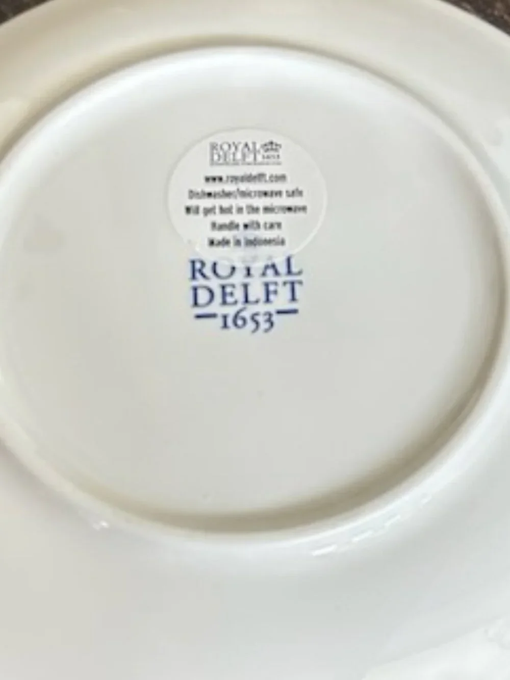 Pair of Royal Delft Peacock Symphony Blue and White Delfware Plates